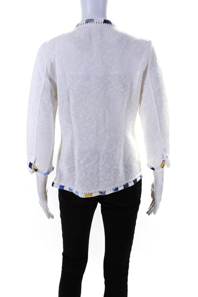 Nic + Zoe Womens Cotton Blend Knit Open Front Cardigan Sweater White Size S