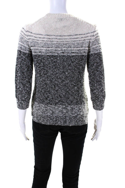 Theory Womens Cotton Blend Two-Toned Crew Neck Pullover Sweater Top Black Size P
