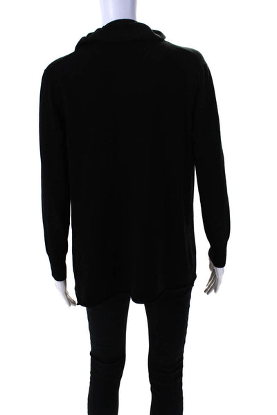 Lafayette 148 New York Womens Knit Ruffle Trim Cardigan Sweater Black Size S