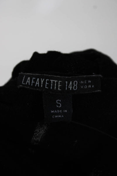 Lafayette 148 New York Womens Knit Ruffle Trim Cardigan Sweater Black Size S