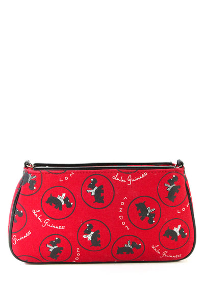 Lulu Guinness Womens Red Canvas Printed Zip Makeup Case