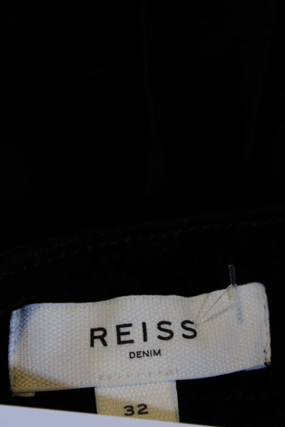 Reiss Women's Hook Closure Pockets Straight Leg Velvet Pant Black Size 32
