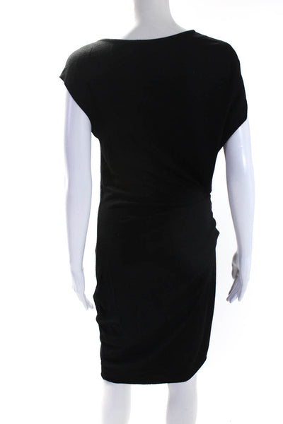 Helmut Lang Women's Round Neck Sleeveless Cinch Bodycon Midi Dress Black Size M