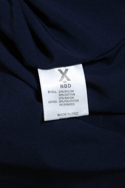 NBD Women's Halter V-Neck Slit Hem Bodycon Midi Dress Navy Blue Size 6