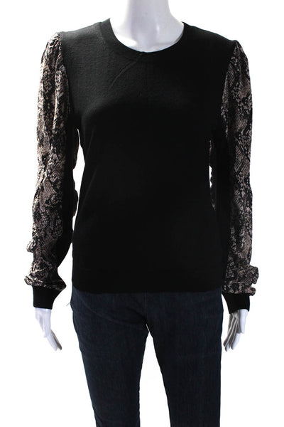 Veronica Beard Women's Crewneck Long Sleeves Pullover Sweater Black Size L