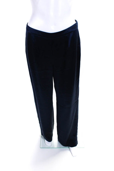 Giorgio Armani Womens Silk Side Zipped Straight Leg Dress Pants Blue Size EUR44