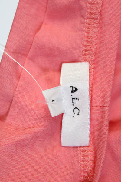ALC Womens Cotton Puff Short Sleeve T shirt Blouse Pink Size L