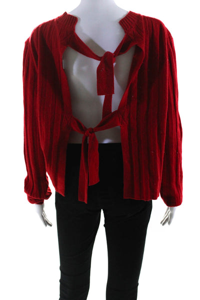 10 Crosby Derek Lam Womens Long Sleeves Tie Back Sweater Red Wool Size Large