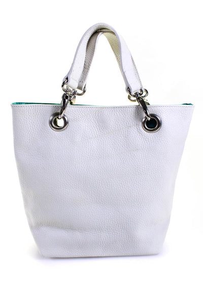 Tanner Womens Pebbled Leather Silver Tone Small Shoulder Handbag White