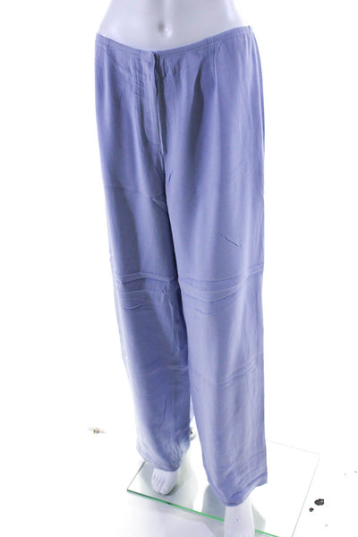 Eileen Fisher Womens Silk High Rise Wide Leg Pants Powder Blue Size Medium