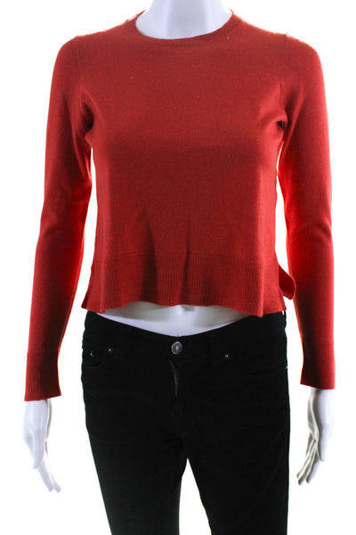 Eileen Fisher Womens Merino Wool Long Sleeve Knit Cropped Top Orange Size PS