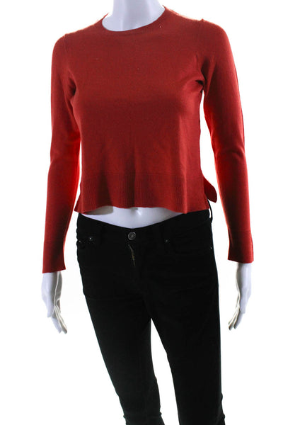 Eileen Fisher Womens Merino Wool Long Sleeve Knit Cropped Top Orange Size PS