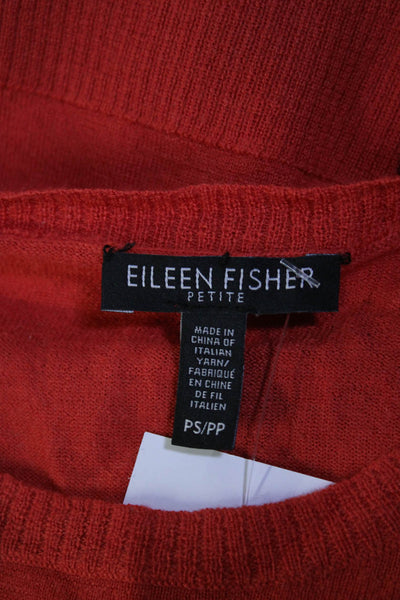 Eileen Fisher Womens Merino Wool Long Sleeve Knit Cropped Top Orange Size PS