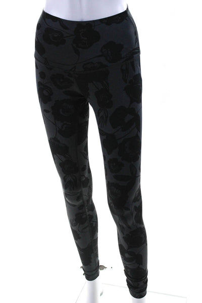 Lululemon Womens Floral Print High Rise Slip-On Athletic Leggings Black Size S