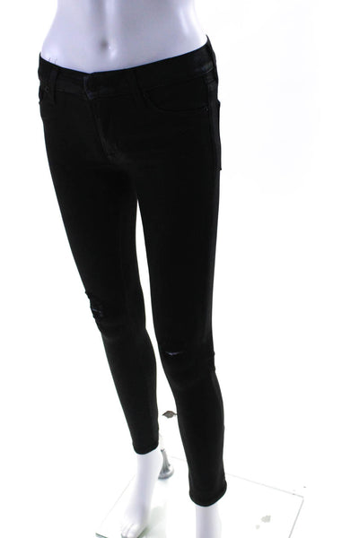 Hudson Womens Buttoned Distress Zipped Skinny Leg Pants Black Size EUR24