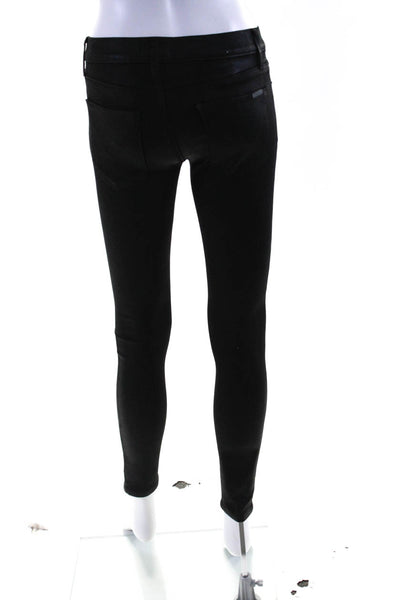 Hudson Womens Buttoned Distress Zipped Skinny Leg Pants Black Size EUR24