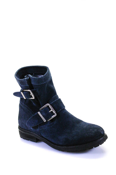 Vince Camuto Womens Navy Blue Suede Buckle Ankle Boots Shoes Size 6M