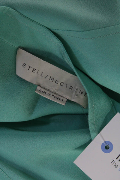 Stella McCartney Womens Mint Green Silk Henley Long Sleeve Blouse Top Size 42