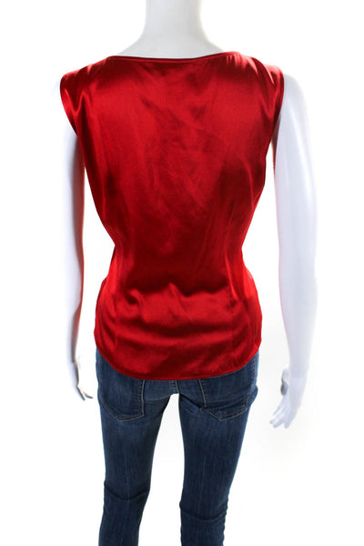 St. John Womens Scoop Neck Boxy Silk Tank Top Red Size Small