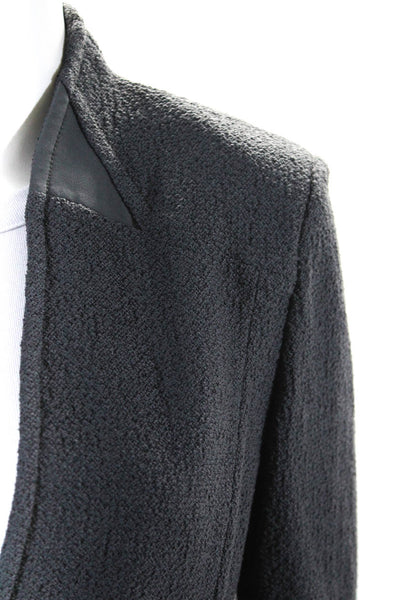 St. John Womens Single Button Deep V Neck Santana Knit Jacket Gray Size 6