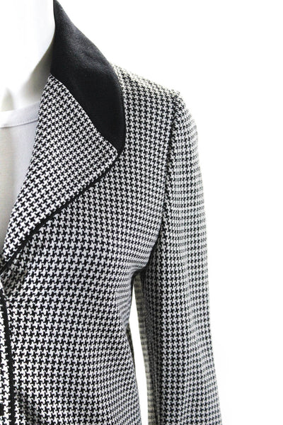 St. John Collection Womens Five Button Houndstooth Blazer Jacket White Black 2