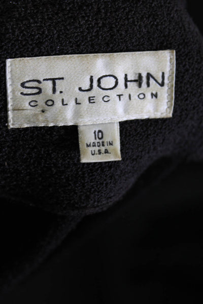 St. John Collection Womens Front Zip Crew Neck Santana Knit Jacket Brown Size 10