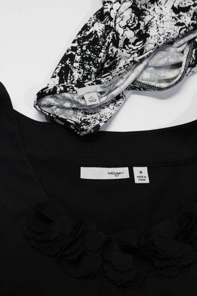 Halogen Womens Scoop Neck Silk Knit Tank Tops Black White Size Medium Lot 2
