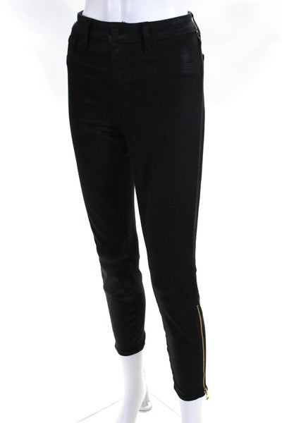 L'Agence Womens Cotton 5 Pocket Zipper Hem Mid-Rise Skinny Pants Black Size 28