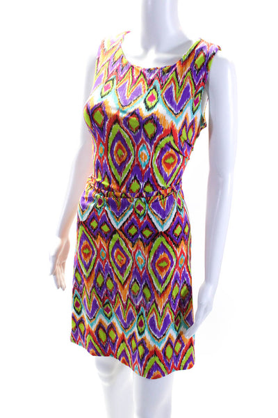 Jude Connally Womens Ikat Print Sleeveless Shift Dress Multicolor Size M