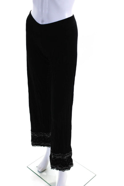 Wendy Glez Womens Lace Trim Drawstring Flared Leggings Black Size M