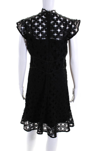 Bardot Women's Round Neck Sleeveless Fit Flare Lace Mini Dress Black Size 8