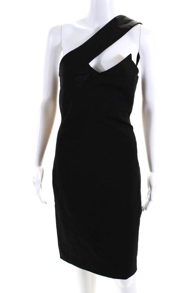 Cushnie Women's One Shoulder Slit Hem Bodycon Mini Dress Black Size 6