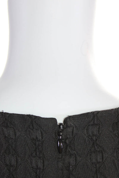 Theory Women's Round Neck Sleeveless Textured Fit Flare Mini Dress Black Size 6