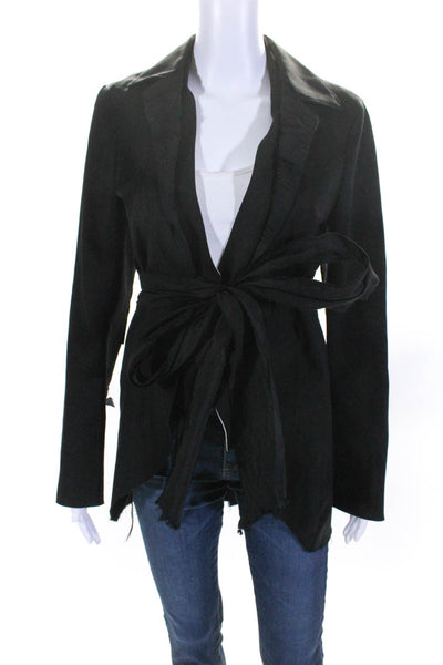 Greg Lauren Womens The New Tux Fringed Bell Sleeve Tuxedo Jacket Black Size 2