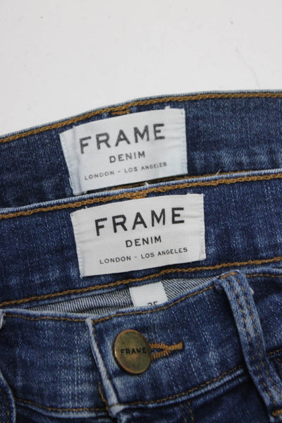 Frame Womens Medium Wash Fringed Hem Skinny Leg Jeans Blue Size EUR25 Lot 2