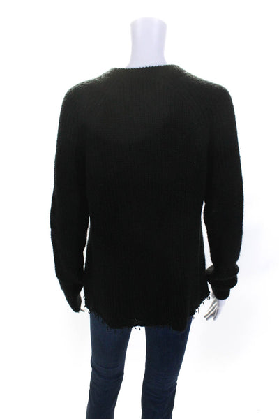 Chrldr Womens Knit Raw Hem Long Sleeved Crew Neck Pullover Sweater Black Size S