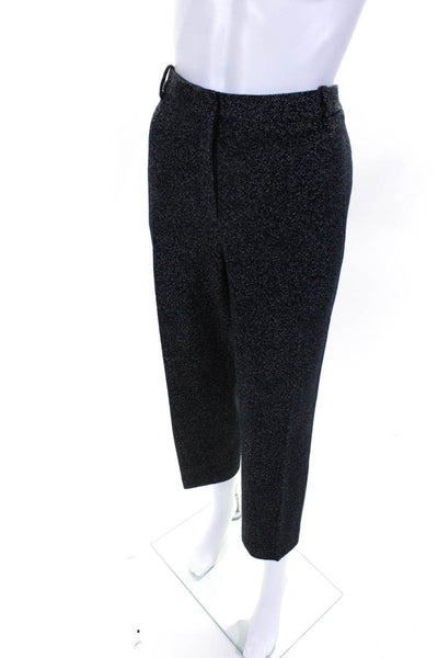 Theory Womens Spotted Woven Straight Leg Cropped Pants Navy Blue White Size 16