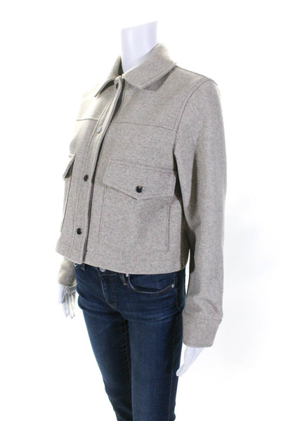 Zara Women's Collared Long Sleeves Button Down Cropped Jacket Beige Size XS