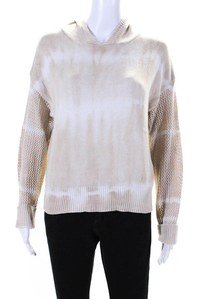 Superdown Womens Cotton Hooded Long Sleeve Pullover Sweater Top Beige Size S