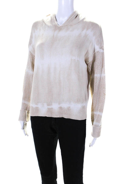 Superdown Womens Cotton Hooded Long Sleeve Pullover Sweater Top Beige Size S