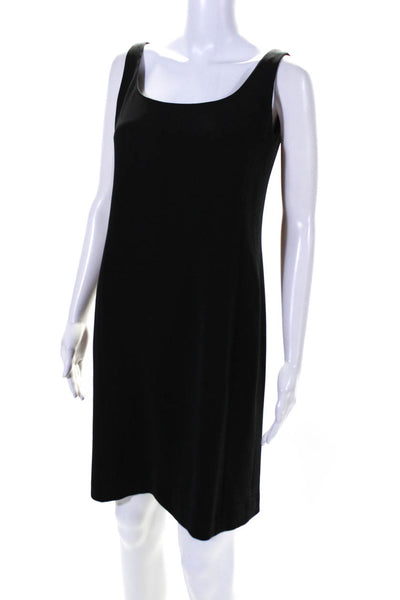 Emanuel Ungaro Womens Back Zip Scoop Neck Sheath Dress Black Wool Size 8