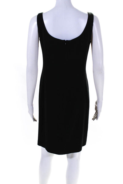 Emanuel Ungaro Womens Back Zip Scoop Neck Sheath Dress Black Wool Size 8