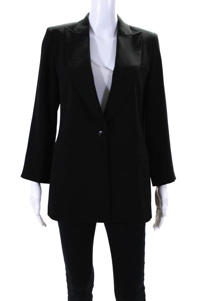 Emanuel Emanuel Ungaro Womens Single Button Pointed Lapel Blazer Jacket Black 6