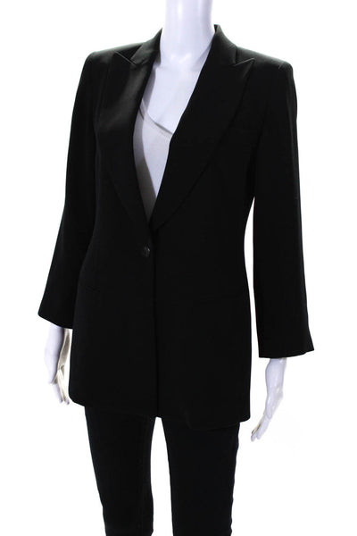 Emanuel Emanuel Ungaro Womens Single Button Pointed Lapel Blazer Jacket Black 6