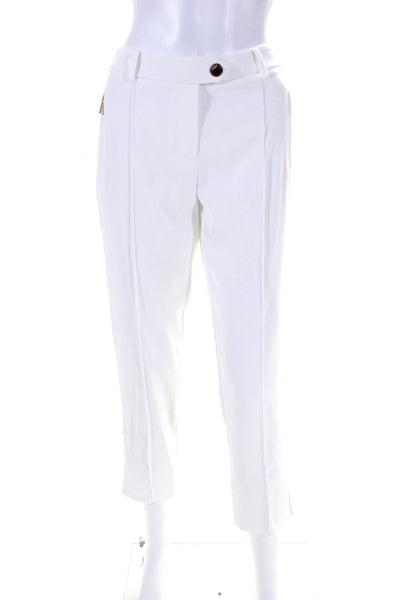 Karl Lagerfeld Womens Creased Slim Leg Dress Trousers White Size 6