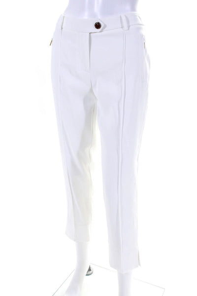 Karl Lagerfeld Womens Creased Slim Leg Dress Trousers White Size 6