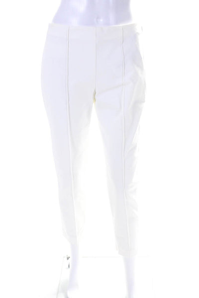 Theory Womens Creased Alettah Approach 2 Skinny Leg Pants White Cotton Size 4