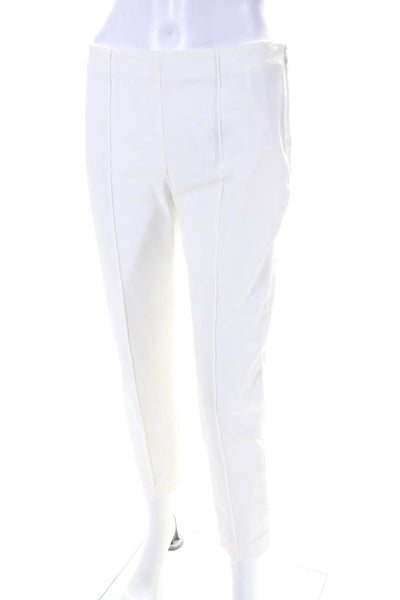 Theory Womens Creased Alettah Approach 2 Skinny Leg Pants White Cotton Size 4