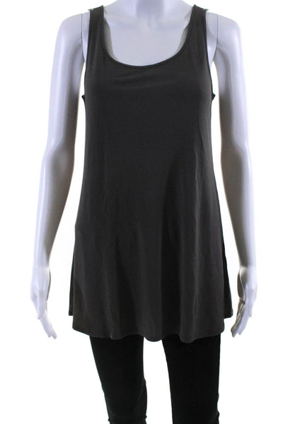 Eileen Fisher Women's Scoop Neck Sleeveless Tunic Tank Top Brown Size S