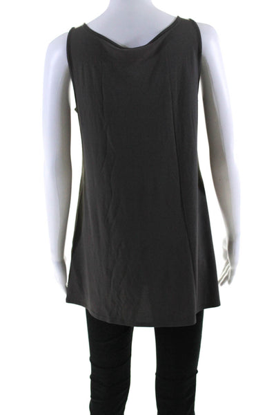 Eileen Fisher Women's Scoop Neck Sleeveless Tunic Tank Top Brown Size S